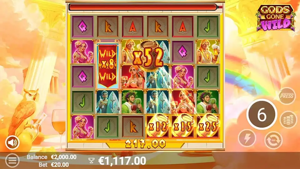 Gods Gone Wild slot feature multiplier