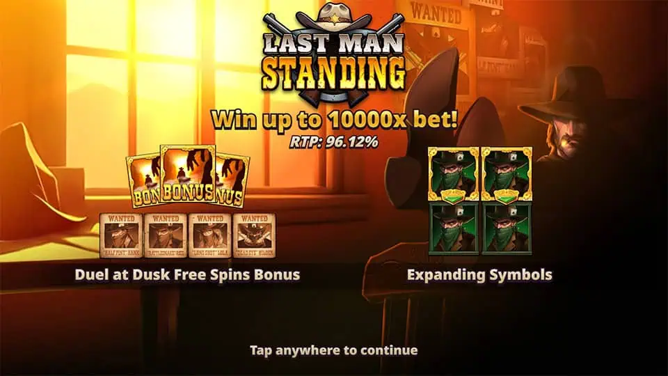 Homepage of Last Man Standing slot introducing game features and special mechanics.