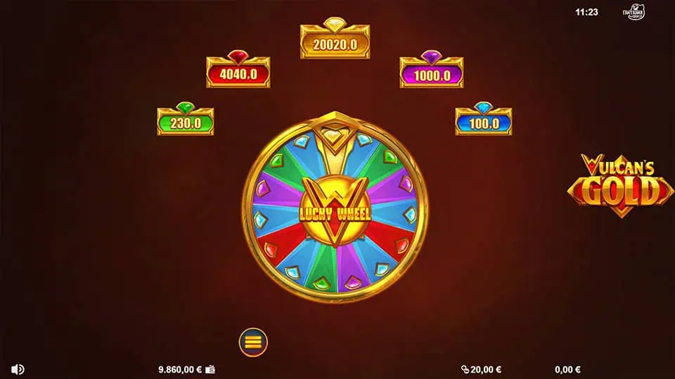 Vulcans Gold slot feature lucky wheel