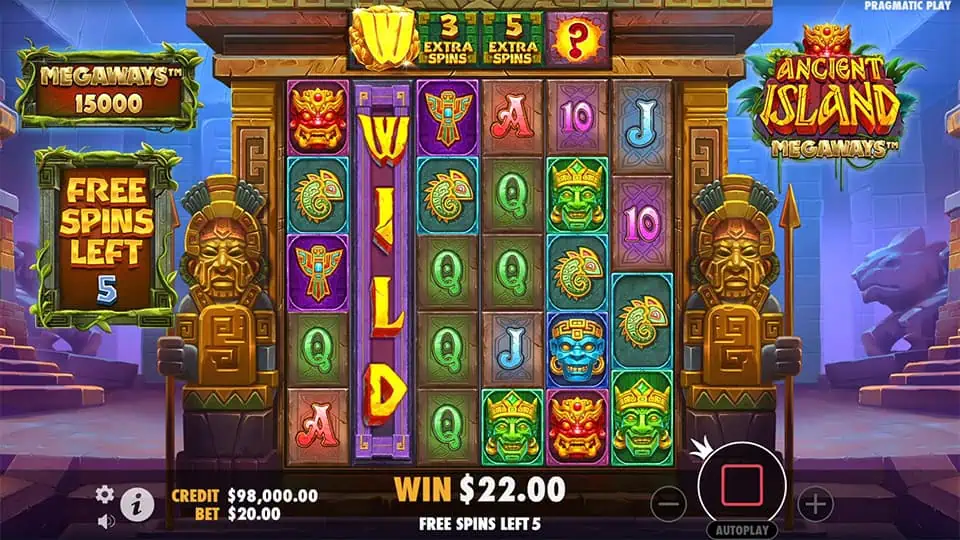 Ancient Island Megaways slot feature wild reel