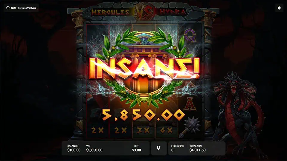 Hercules VS Hydra slot big win