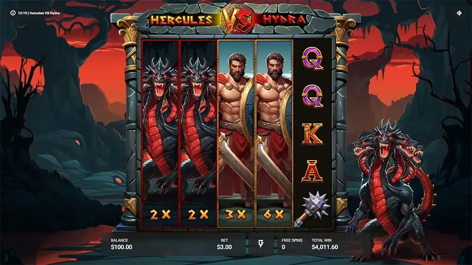 Hercules VS Hydra slot feature expanding wild multiplier