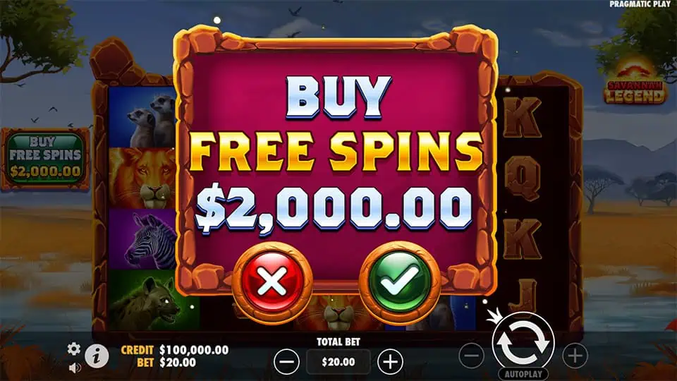 Savannah Legend slot bonus buy