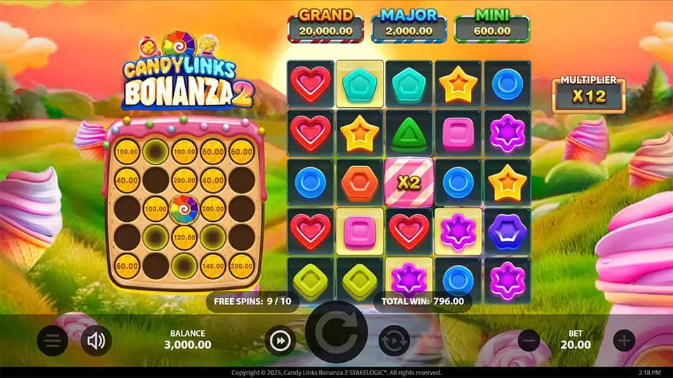 Candylinks Bonanza 2 slot feature wild multiplier