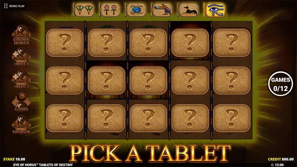 Eye of Horus Tablets of Destiny slot feature pick a tablet