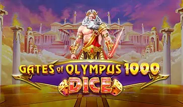 Gates of Olympus 1000 Dice slot cover featuring the game’s official logo and Greek mythology theme.