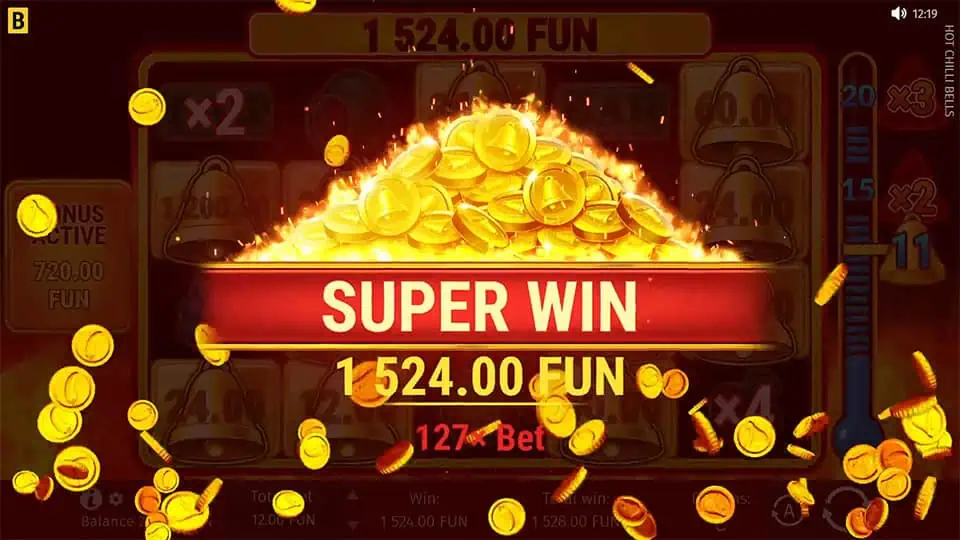 Hot Chilli Bells slot big win