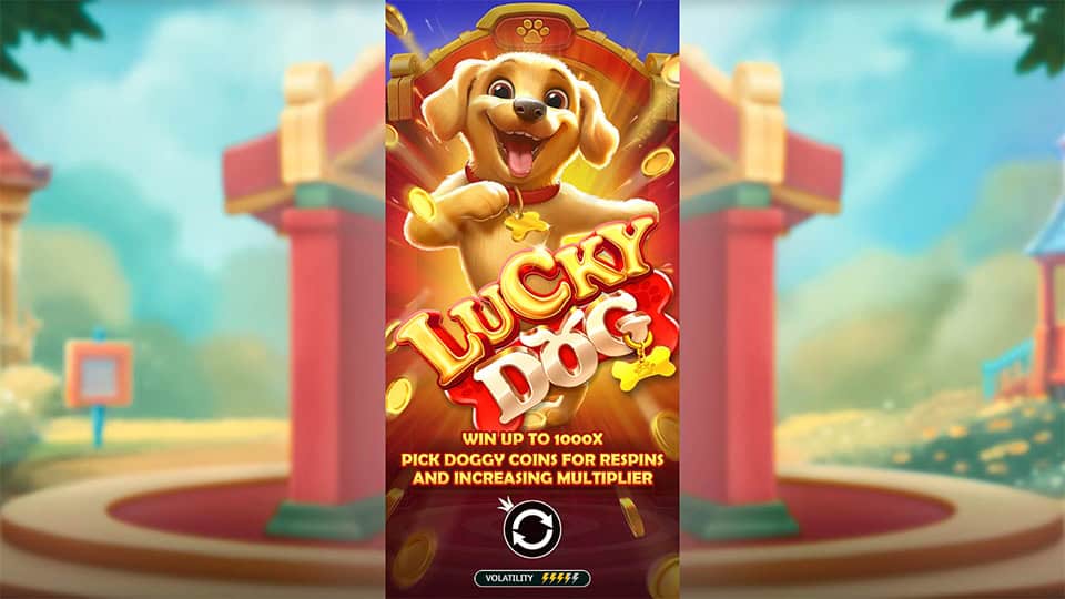 Lucky Dog slot homepage highlighting key game mechanics.