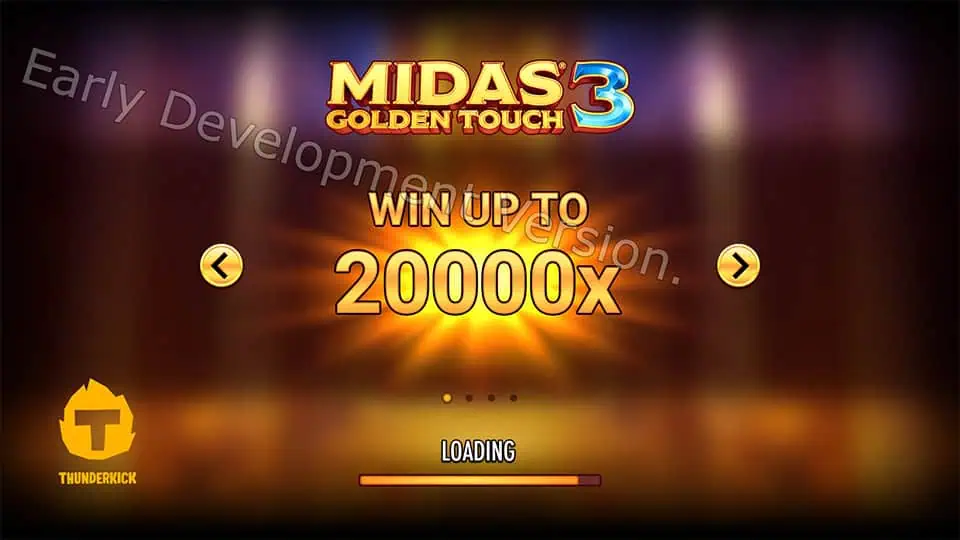 Homepage of Midas Golden Touch 3 slot introducing game features and bonus mechanics.