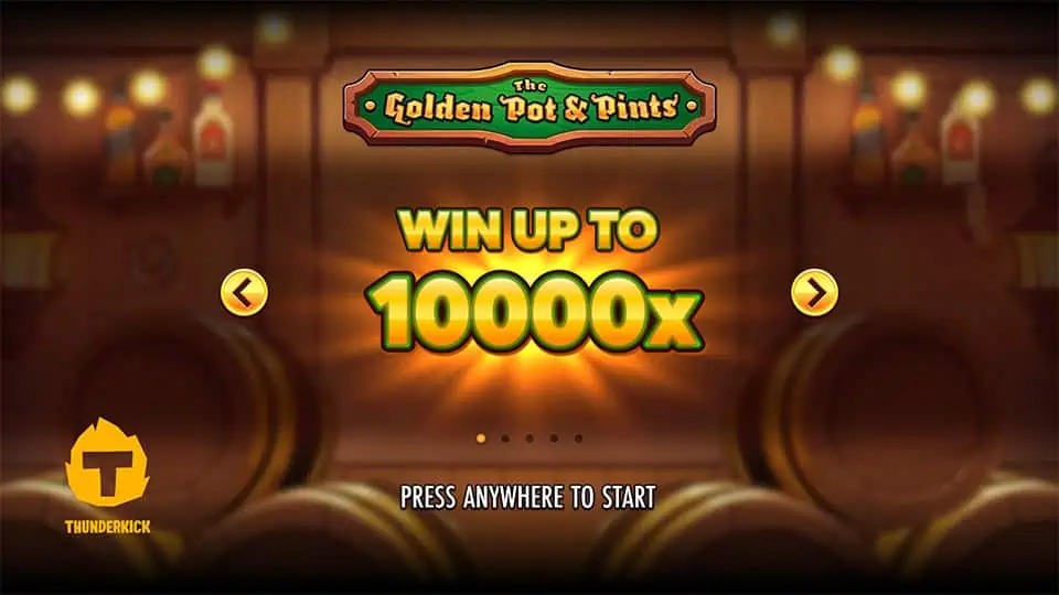 Homepage of The Golden Pot & Pints slot introducing game features and special mechanics.