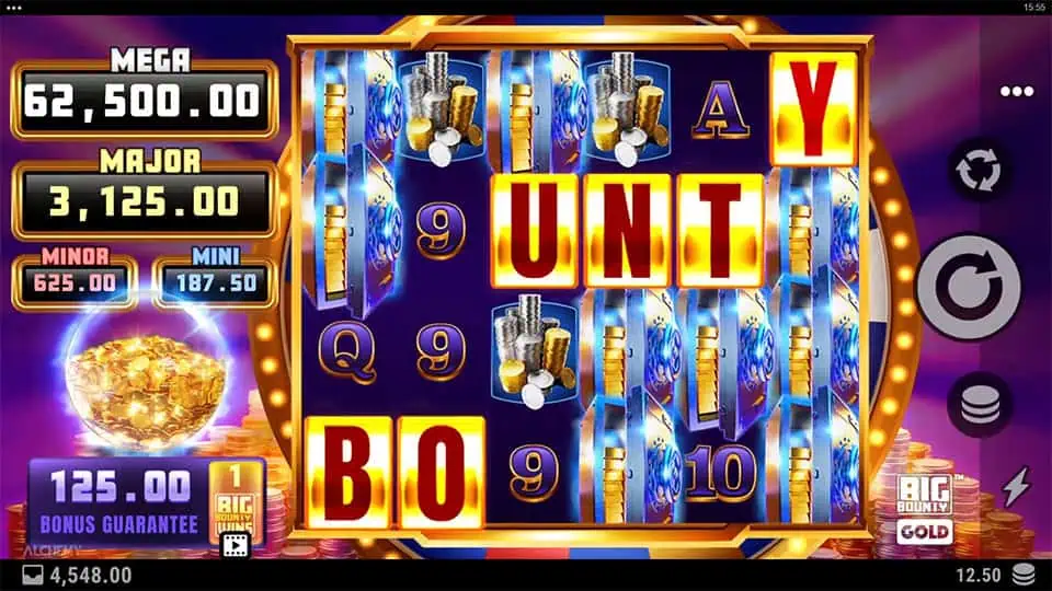 BOUNTY Scatter symbol appearing in Big Bounty Gold slot, triggering Free Spins with big bounty wins.