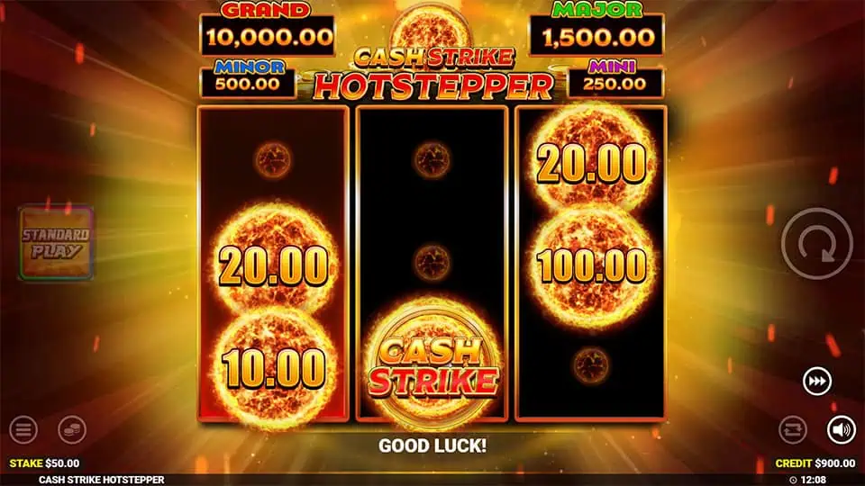 Cash Strike Bonus feature in Cash Strike Hotstepper slot, triggering special rewards.