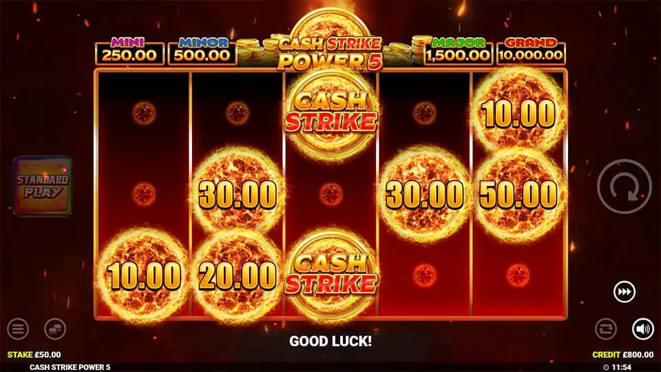 Cash Strike Bonus feature in Cash Strike Power 5 slot, triggering special rewards.