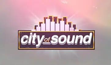 City of Sound logo with a city skyline and bright light backdrop.
