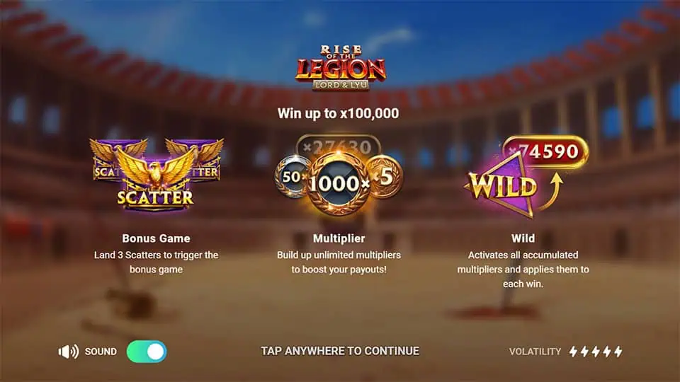 Homepage of Lord & Lyu: Rise of the Legion slot introducing game features and bonus mechanics.