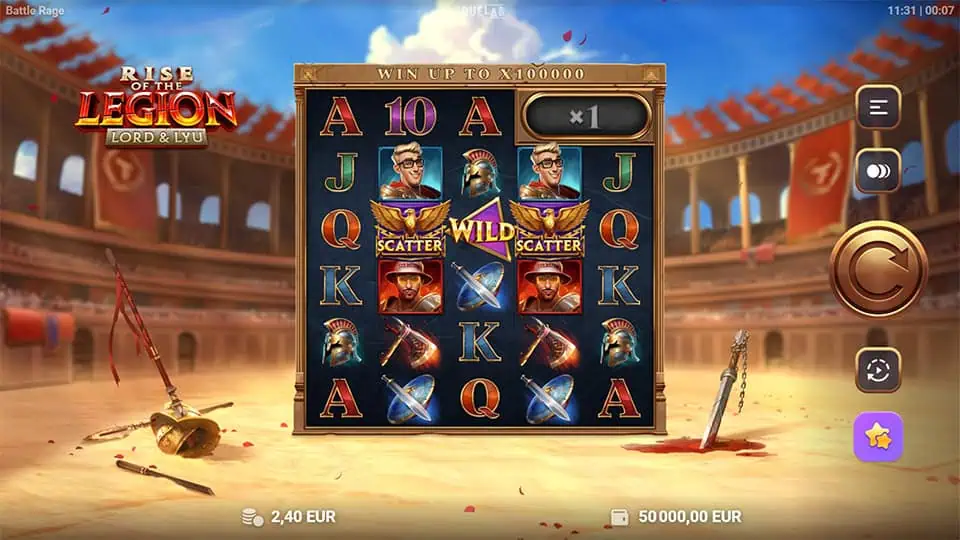 Preview of Lord & Lyu: Rise of the Legion slot showing the reels and warrior-themed symbols in action.