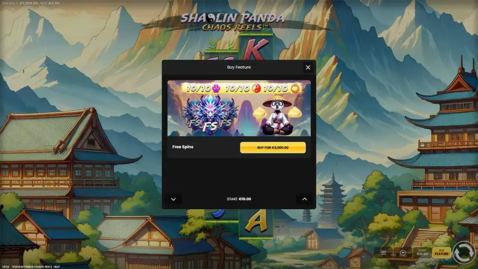 Shaolin Panda Chaos Reels slot bonus buy