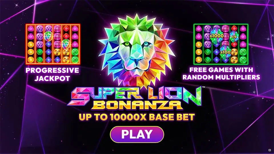 Homepage of Super Lion Bonanza slot introducing game features and bonus mechanics.