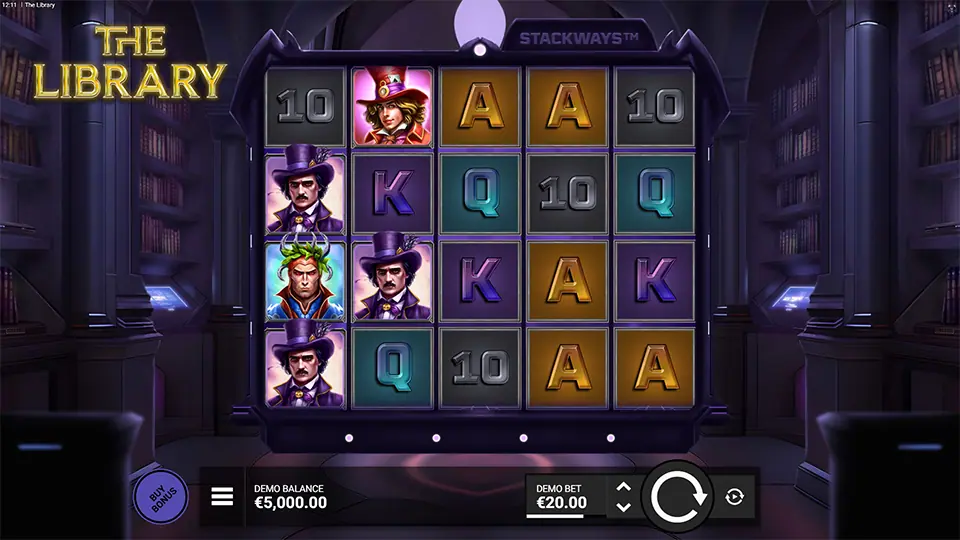 Preview of The Library slot showing the reels and book-themed symbols in action.