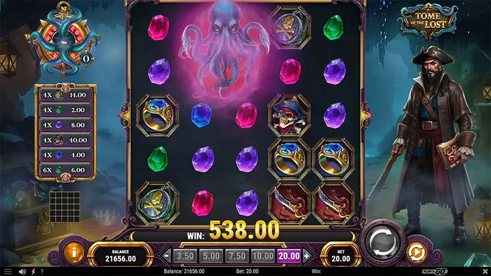 Mega Kraken Wild symbol appearing on screen in Tome of the Lost slot.