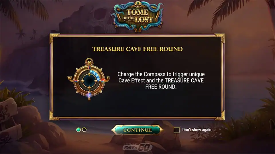 Homepage of Tome of the Lost slot introducing game features and bonus mechanics.