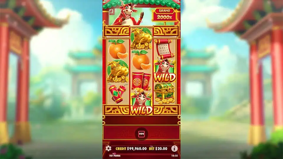 Two Wild symbols appearing on the reels in Touro Sortudo slot.