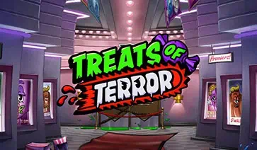 Treats of Terror slot cover featuring the logo and cinema-themed background