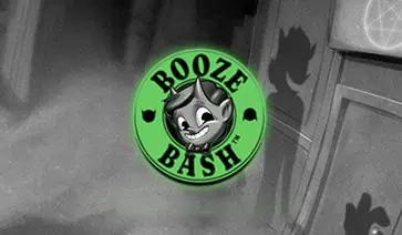 Booze Bash slot logo with a grinning green character in a retro cartoon style.