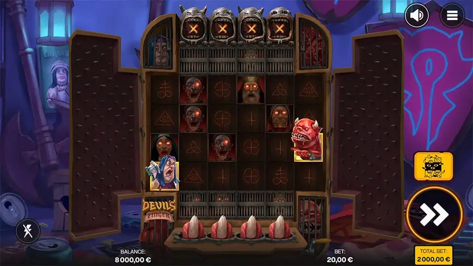 Devil's Finger slot showing Cosmo and Devil symbols that unlock Free Spins mode.