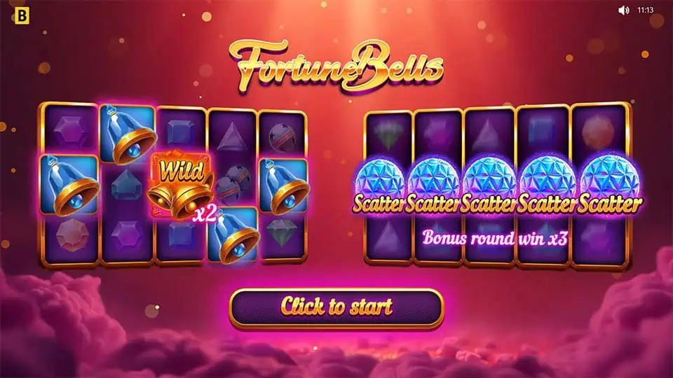 Homepage of Fortune Bells slot showcasing Wild and Scatter features.