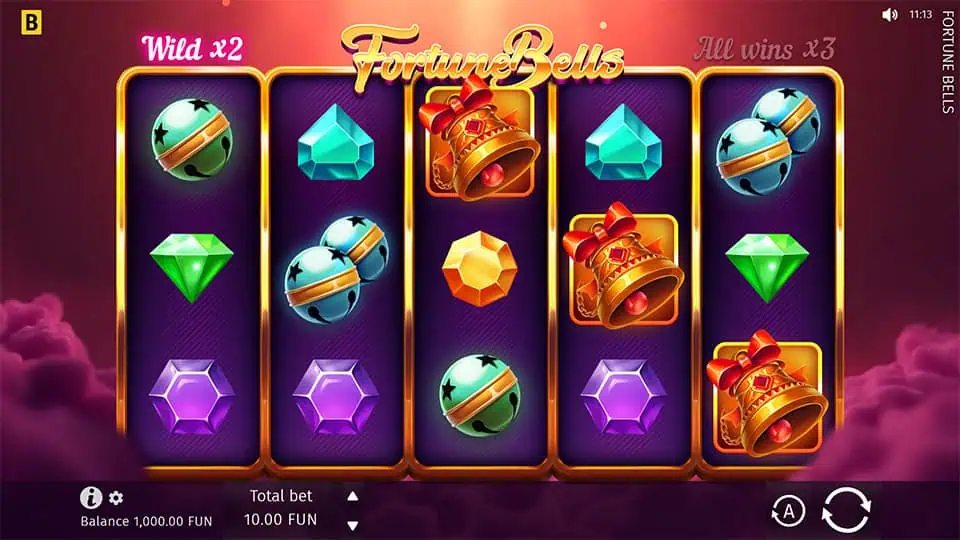 Preview of Fortune Bells slot showing the reels and bells-themed symbols in action.