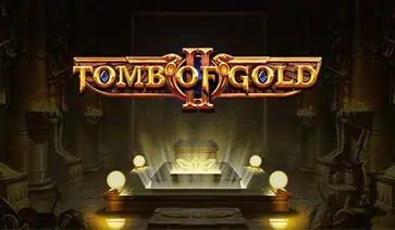 Tomb of Gold 2 slot logo with glowing tomb and treasure-lit temple background.