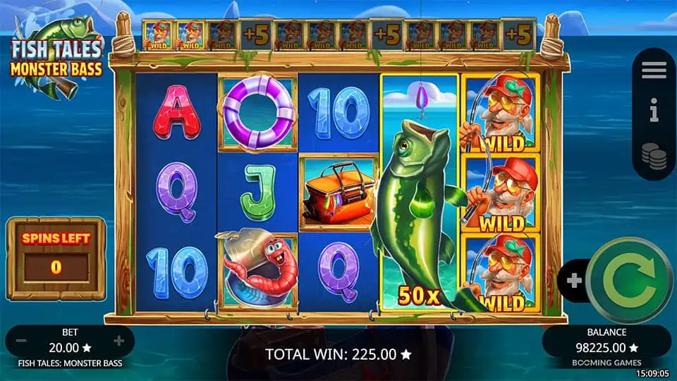 Large 50x bass symbol appearing in the free spins mode.