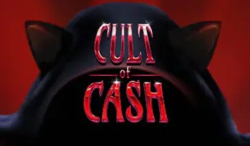 Cult of Cash logo in red letters over a shadowy black cat-shaped figure with glowing eyes on a dark red background.