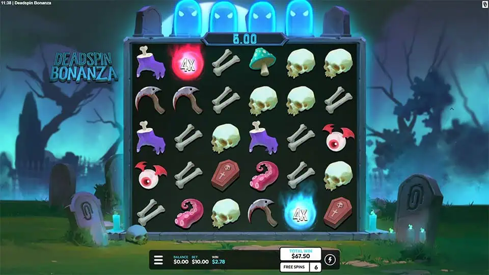 Deadspin Bonanza slot feature orbs multiplier 1