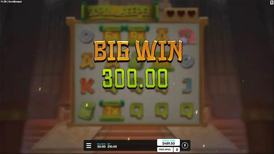 Scroll Keeper slot big win