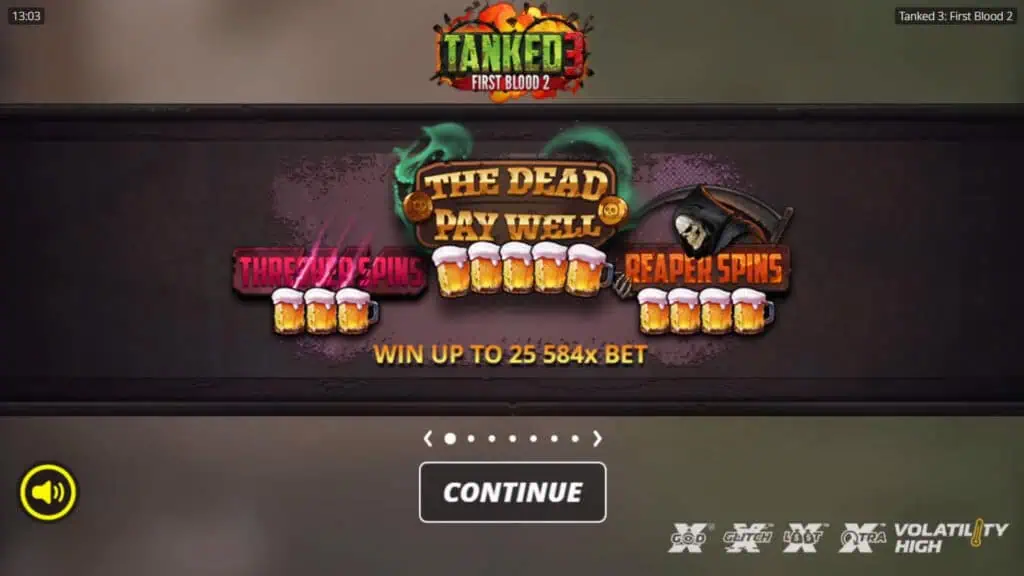 Tanked 3 First Blood 2 slot intro screen