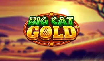Big Cat Gold logo set against a savannah sunset with silhouettes of trees and wildlife.