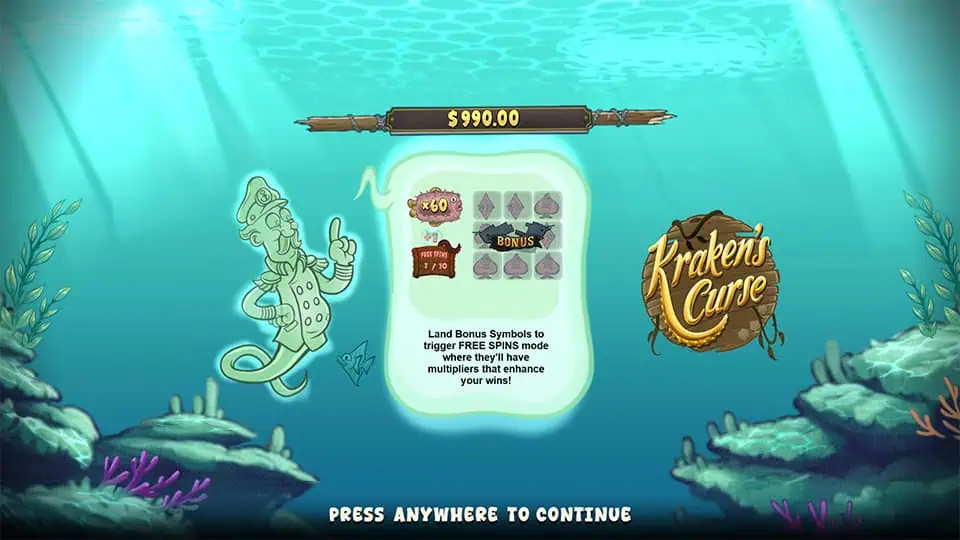 Krakens Curse slot homepage