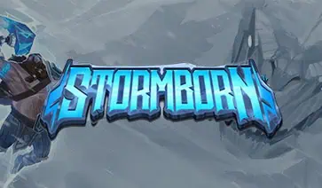 Game logo with a stormy sky backdrop, lightning bolts illuminating the title in bold metallic letters.