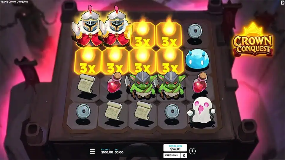 Crown Conquest slot feature wild multipliers 1