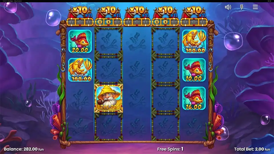 Fish n Nudge Big Catch slot feature fisherman collector