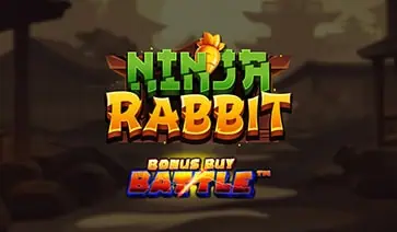 Ninja Rabbit slot logo with bonus buy battle title on a dojo-themed background.