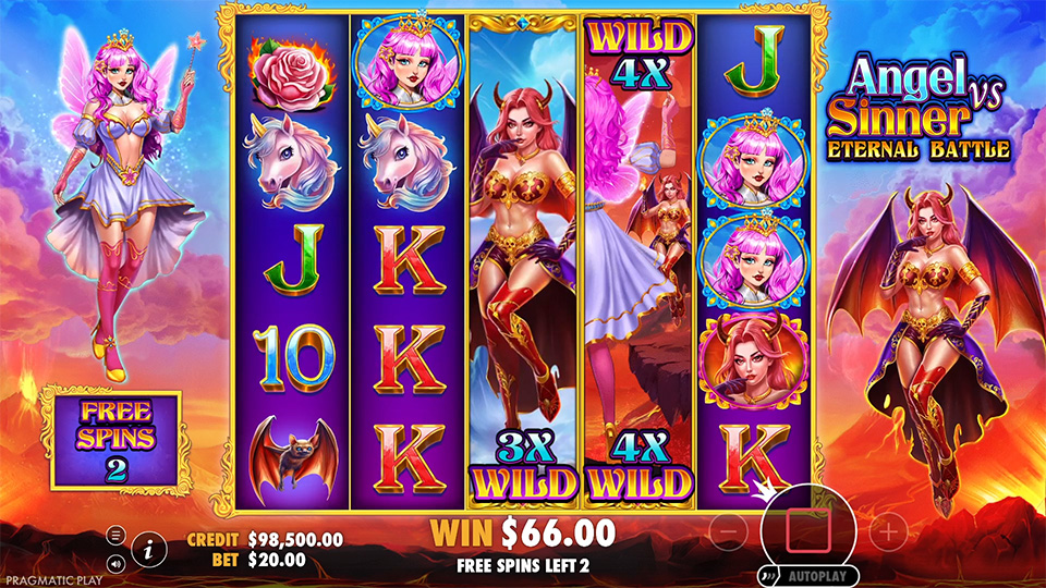Angel vs Sinner Eternal Battle slot feature expanding wild multiplier