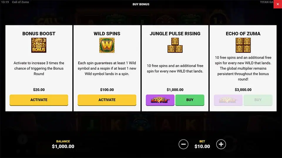 Call of Zuma slot bonus buy