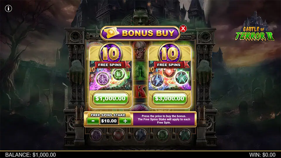 Castle of Terror 2 slot bonus buy