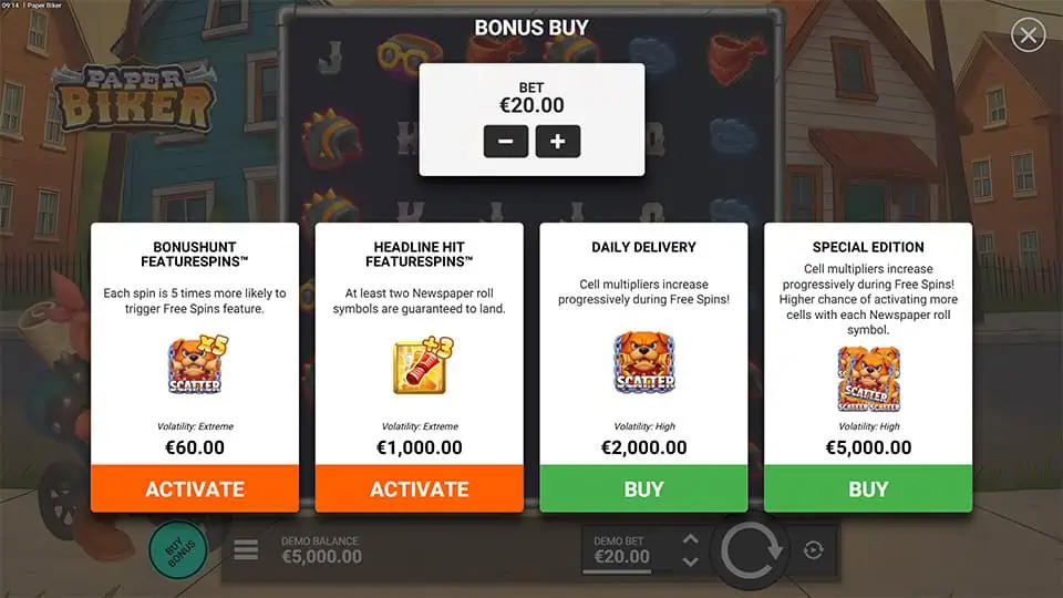 Paper Biker slot bonus buy