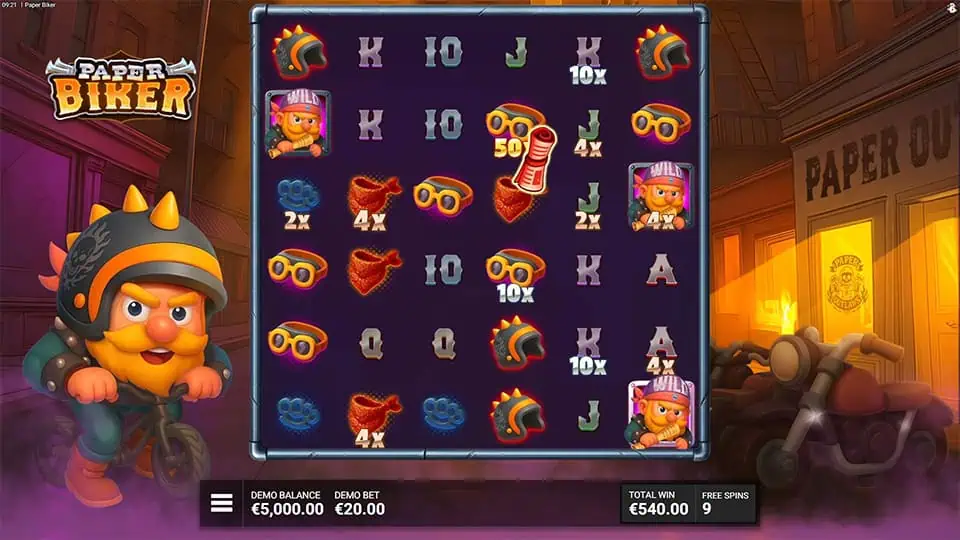 Paper Biker slot feature paper multiplier