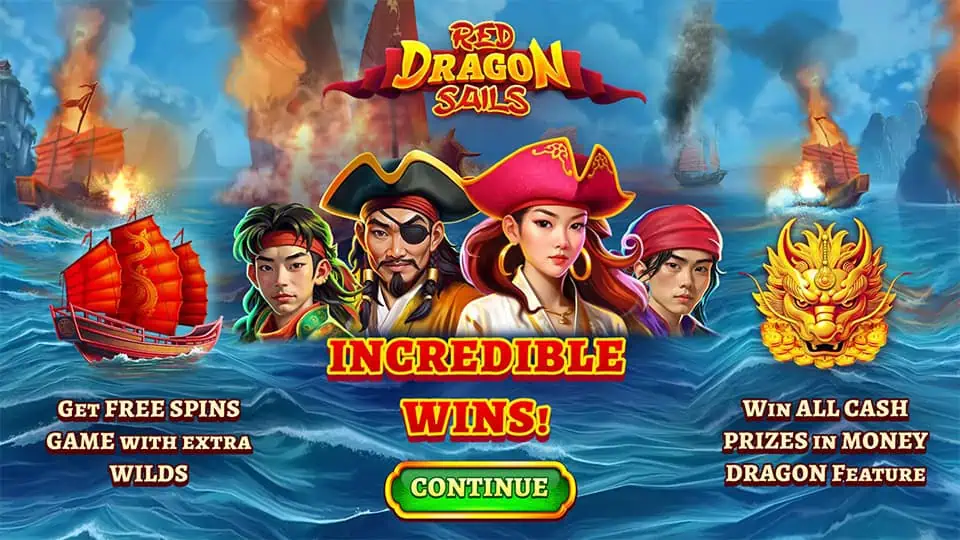 Red Dragon Sails slot intro screen
