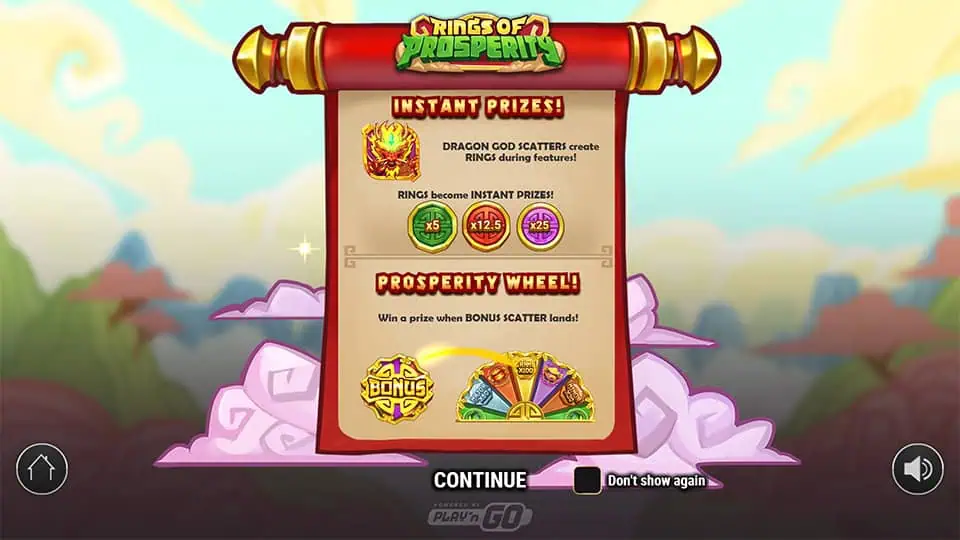 Rings of Prosperity slot intro screen